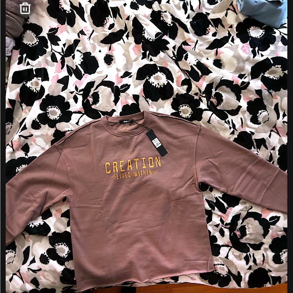 Brown Sweatshirt with Yellow Text